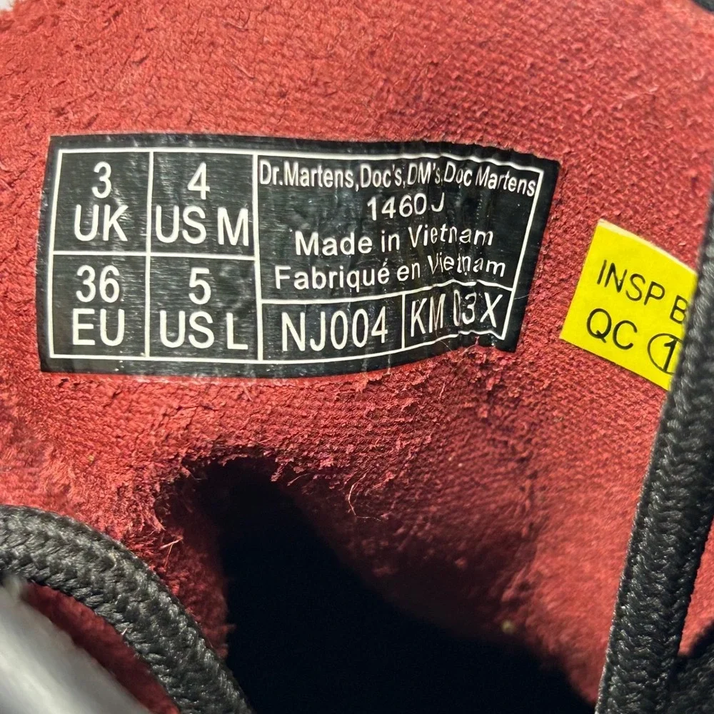 Dr. Martens Junior Burgundy Cherry Red Leather Side Zip Boots Men's 4 Women's 5
